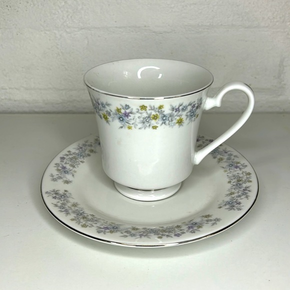 Vintage Other - O657 Elegance by Dynasty China 2pc Footed Cup and Saucer Set